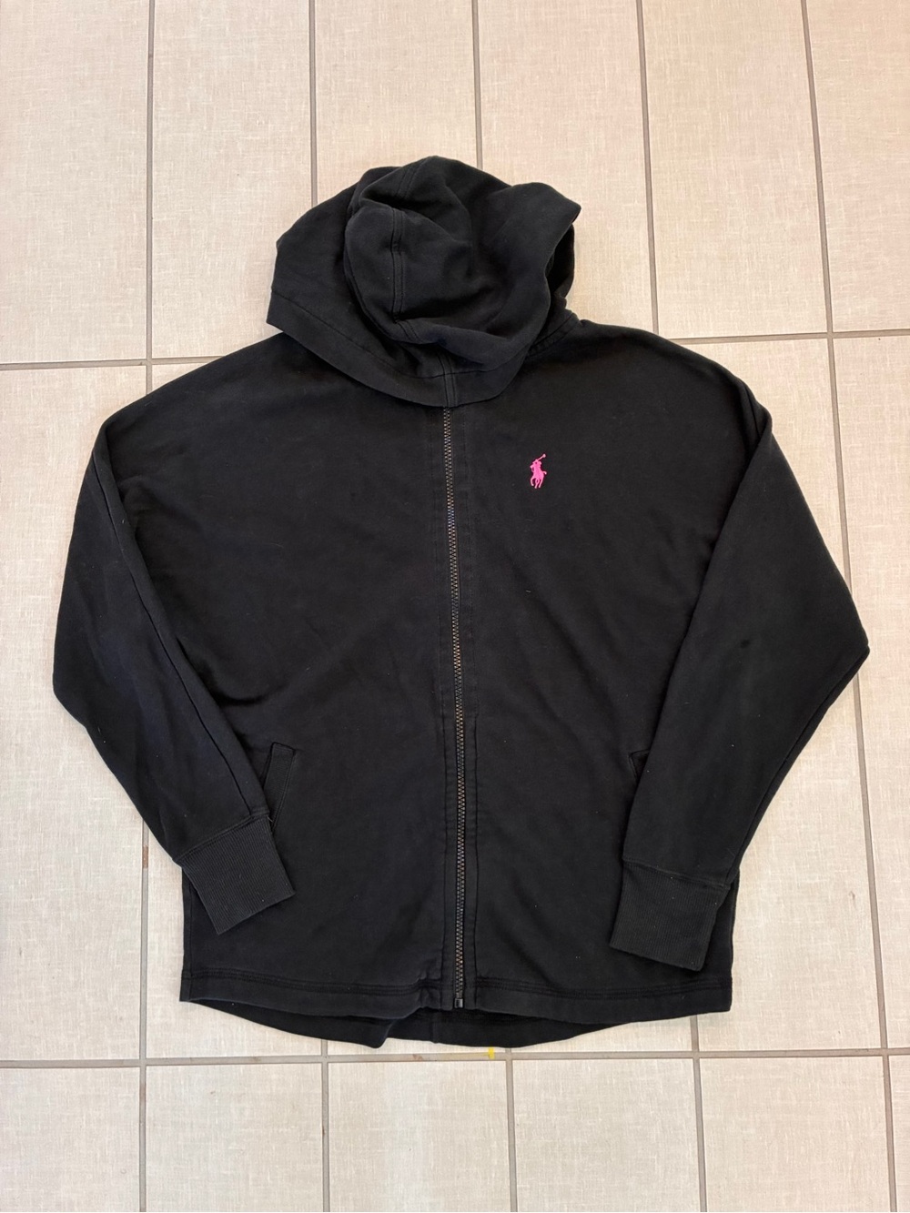Ralph Lauren Pink Pony Black Zip Hoodie XS